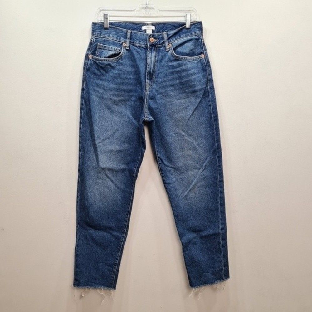 Forever 21 Premium 100% Cotton High Rise Baggy Denim Jeans Raw Hem 29